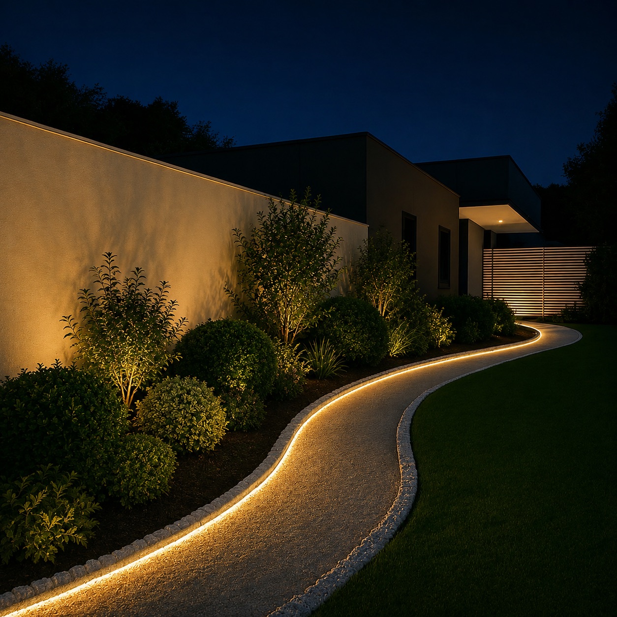 Marineflex edging a landscaped garden path