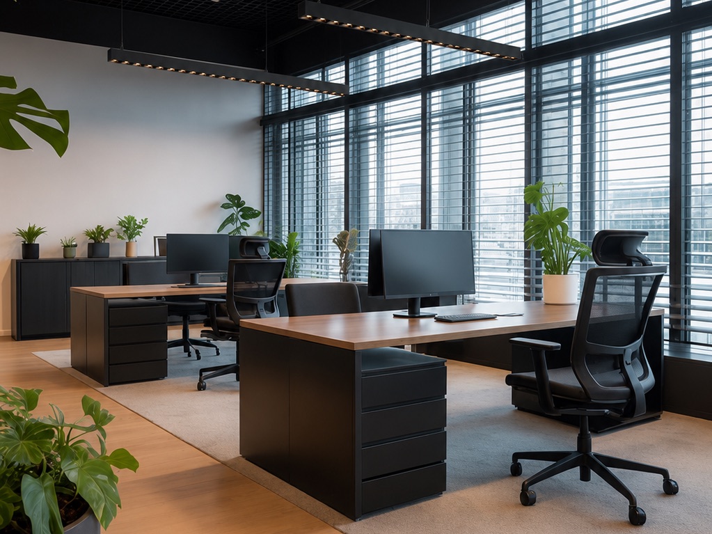Bespoke linear fixtures installed in a modern office
